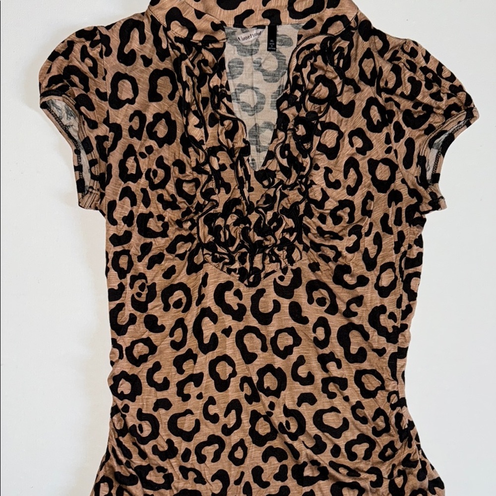 Leopard Print Ruffle Top